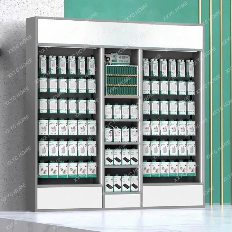 Phone Accessories Rack Display - ตู้โชว์อุปกรณ์เสริมโทรศัพท์มือถือ, ชั้นวางฟิล์มกันรอย, ตู้โชว์พร้อมไฟ, โต๊ะทำงานซ่อมฟิล์ม